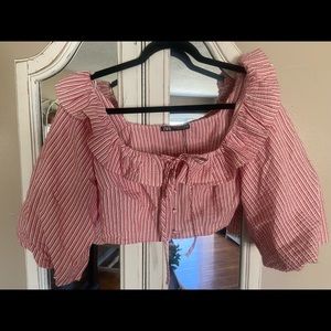 NWT ZARA cropped puffy sleeve blouse